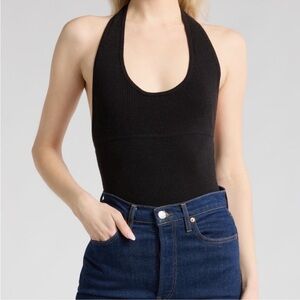 WeWoreWhat Black Scoop Neck Halter Tank